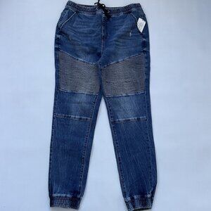 Guess Men’s Moto Jogger Blue Pants Regular Fit Elastic Waist Size M